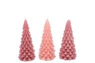 CANDLE FROSTY X-MAS TREE SWEETS PINK MIX 6X12CM ASS