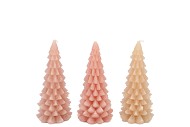 CANDLE FROSTY X-MAS TREE WARM SAND MIX 6X12CM ASS