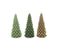 FROSTY GREEN MIX X-MAS TREE CANDLE 6X12CM ASS