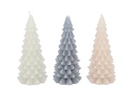 CANDLE FROSTY X-MAS TREE GREY MIX 8X16CM ASS