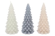 CANDLE FROSTY X-MAS TREE GREY MIX 9X20CM ASS