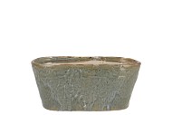 IRON STONE BLUE GLAZED OVAL POT 23X9X10CM NM