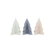 CANDLE FROSTY PINE TREE GREY MIX 6X8CM ASS