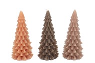CANDLE FROSTY X-MAS TREE WOODS BROWN MIX 8X16CM ASS