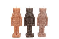 CANDLE FROSTY NUTCRACKER WOODS BROWN MIX 6X6X16CM