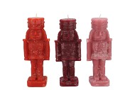 CANDLE FROSTY NUTCRACKER RED MIX 6X6X16CM