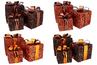 SPARKLE  BROWN GIFTBOX TEDDY LED SET 3 15X18/20X23/25X28CM