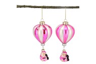 GLASSBALL ORNAMENTS BALLOON FUCHSIA MIX ASS S/2 7X7X16CM NM