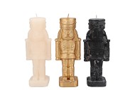 CANDLE FROSTY NUTCRACKER BLACK MIX 6X6X16CM