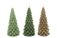 CANDLE FROSTY X-MAS TREE GREEN MIX 8X16CM ASS