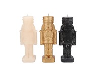 CANDLE FROSTY NUTCRACKER BLACK MIX 4X4X12CM