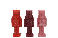 CANDLE FROSTY NUTCRACKER RED MIX 4X4X12CM
