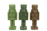 CANDLE FROSTY NUTCRACKER GREEN MIX 7X7X20CM