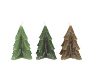 CANDLE FROSTY PINE TREE GREEN MIX 9X12CM ASS