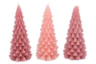 CANDLE FROSTY X-MAS TREE SWEETS PINK MIX 9X20CM ASS