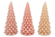 CANDLE FROSTY X-MAS TREE WARM SAND MIX 9X20CM ASS