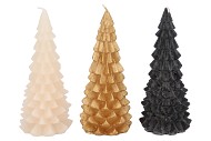 CANDLE FROSTY X-MAS TREE BLACK MIX 9X20CM ASS