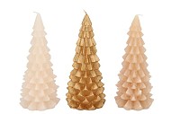 CANDLE FROSTY X-MAS TREE GOLD SAND MIX 9X20CM ASS