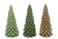 CANDLE FROSTY X-MAS TREE GREEN MIX 9X20CM ASS