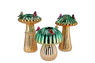 BIRD MUSHROOM VASE METALIC GREEN ASS 14X14X20CM NM