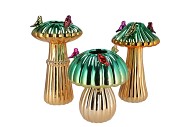 BIRD MUSHROOM VASE METALIC GREEN ASS 16X16X25CM NM