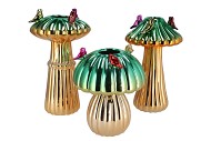 BIRD MUSHROOM VASE METALIC GREEN ASS 18X18X31CM NM