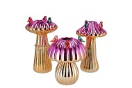 BIRD MUSHROOM VASE METALIC FUCHSIA ASS 14X14X20CM NM