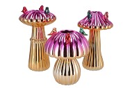 BIRD MUSHROOM VASE METALIC FUCHSIA ASS 18X18X31CM NM