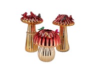 BIRD MUSHROOM VASE METALIC RED ASS 14X14X20CM NM