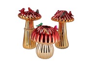 BIRD MUSHROOM VASE METALIC RED ASS 16X16X25CM NM