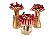 BIRD MUSHROOM VASE METALIC RED ASS 18X18X31CM NM