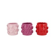 LOVE SWEET PINK MIX VASE CILINDER HEARTS ASS 13X13X12CM