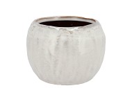 IRON STONE WHITE BALL POT 18X18X14CM NM