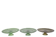 DAYAH SUMMER GREEN MIX GLASS PLATE ON FOOT 25X9CM ASS P/1 NM