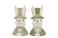 EASTER CERAMIC SUMMER GREEN MIX BUNNY HAT ASS 11X12X20CM