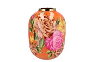 JUNE TROPICAL ORANGE VASE FLOWER IRON 28X28X36CM