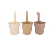 ZINC NATURAL BROWN MIX BUCKET HANGING ASS 14X13X10CM NM