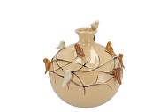 BIRD VASE GLOBE SAND 18X18X18CM NM
