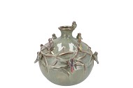 BIRD VASE TUBE MOSS 14X14X14CM