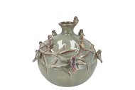 BIRD VASE TUBE MOSS 18X18X18CM