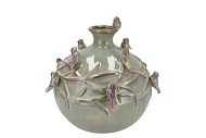 BIRD VASE TUBE MOSS 23X23X23CM