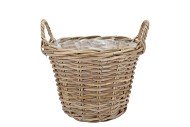 RATTAN KUBOO PLANTER WITH HANDLE ROUND 30X23CM