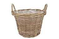 RATTAN KUBOO PLANTER WITH HANDLE ROUND 35X25CM
