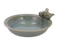 IRON STONE BIRD BOWL GLAZED LIGHT BLUE 33X5CM