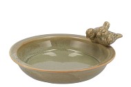 IRON STONE BIRD BOWL GLAZED SAND 33X5CM