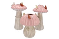 BIRD MUSHROOM VASE PINK ASS 18X18X31CM NM