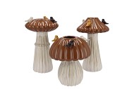 BIRD MUSHROOM VASE BROWN ASS 14X14X20CM NM