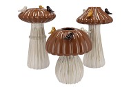 BIRD MUSHROOM VASE BROWN ASS 18X18X31CM NM