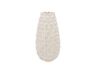 MIKA NORDIC WHITE VASE LONG PINECONE EDGE 14X25CM