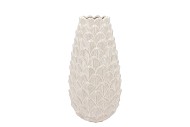 MIKA NORDIC WHITE VASE LONG PINECONE EDGE 16X35CM